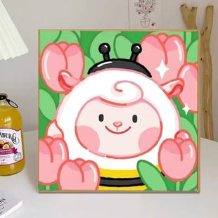 数字油画diy蛋仔派对可爱卡通儿童手绘填色填充环保丙烯油彩装 饰