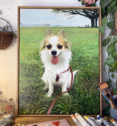 油画创意定制宠物画像猫咪狗狗马鹦鹉彩铅乌龟鸟头像手工艺术礼品