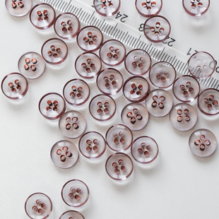 10mm 树脂四孔钮衬衣钮扣│透明红酒色 KNOPF 德国UNION