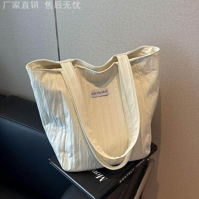 大容量女休闲简约通勤托特包手提袋百搭学生上课单肩书包包包帆布