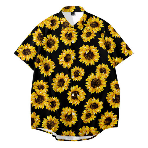 Casual Digital Print Sunflower Shirt  休闲数码印花向日葵衬衫