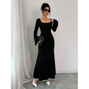 skirt 高腰长袖 dress sleeved long 长裙连衣裙High waisted