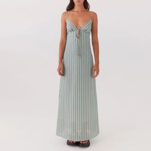 color Solid dress strap suspender neck 纯色V领吊带连衣裙女