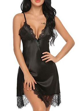 Lace Underwear Sleevless V-Neck Sexy Nightgown Pijama