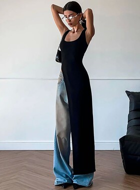 纯色修身不规则上衣 Solid color slim fit U-neck irregular top