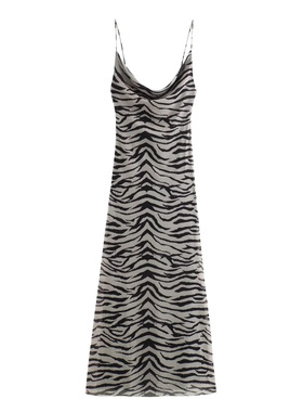Leopard print camisole jumpsuit long skirt豹纹印花吊带连衣裙