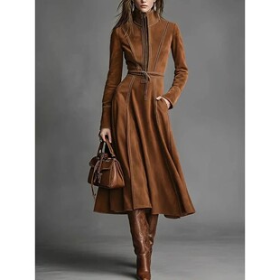 女士拉链收腰系带连衣裙waist cinching lace up dress for women