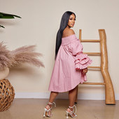 Dress修身 Slim Pleated Lady Shoulder Fit Off 褶皱露肩连衣裙