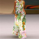 v领印花长裙 Women long sleeveless printed 无袖 neck skirt