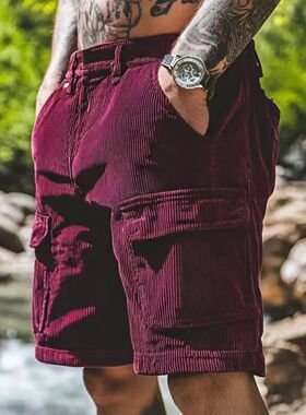 纯色休闲工装短裤男 Multi pocket men's casual workwear shorts