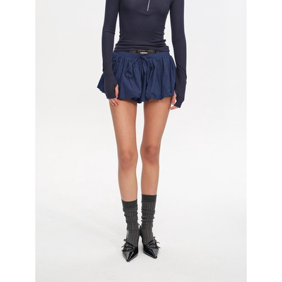 JOHNNYWU 甜酷芭蕾少女拼接抽绳花苞半身裙