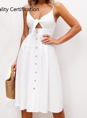 Women's Summer Beach Button Party Dress