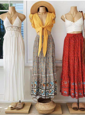 pleated skirt high waist printed casual skirt 百褶高腰印花裙