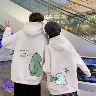 Couple casual printed plush sweater 秋冬情侣休闲印花加绒卫衣
