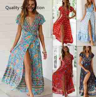 neck short New dress印花短袖 print sleeved 连衣裙 fashion