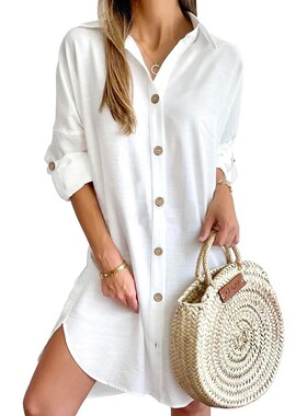 Collar button up shirt  dress for women 翻领纽扣衬衫连衣裙女