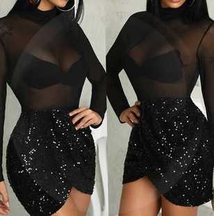 color nightclub sequins hip skirt bag Pure