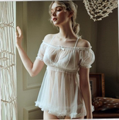 pajamas skirt one transparent Sexy tutu shoulder mesh 睡衣女