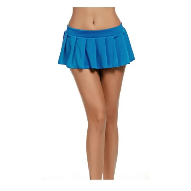 Solid color low waist pleated mini skirt纯色低腰多褶超短裙女