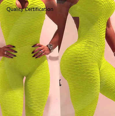 Open back yoga fitness pants jacquard hip jumpsuit