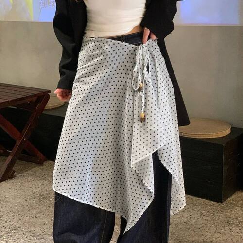 蕾丝透明不规则迷笛半身裙