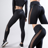 sports leather yoga with Womens and pants mesh waist