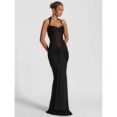 neck long tie Hanging mesh splicing skirt 挂脖系带网纱拼接裙