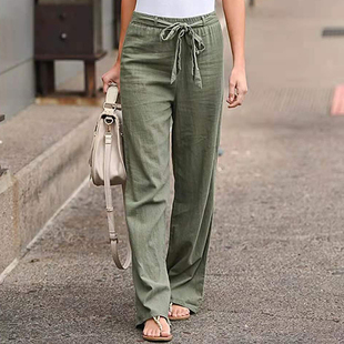 Summer solid color casual wide leg pants夏季纯色休闲阔腿裤女