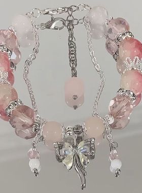 ·超仙蝴蝶钰碎手链女生小众设计ins森系仙女甜美彩色珠手串送闺