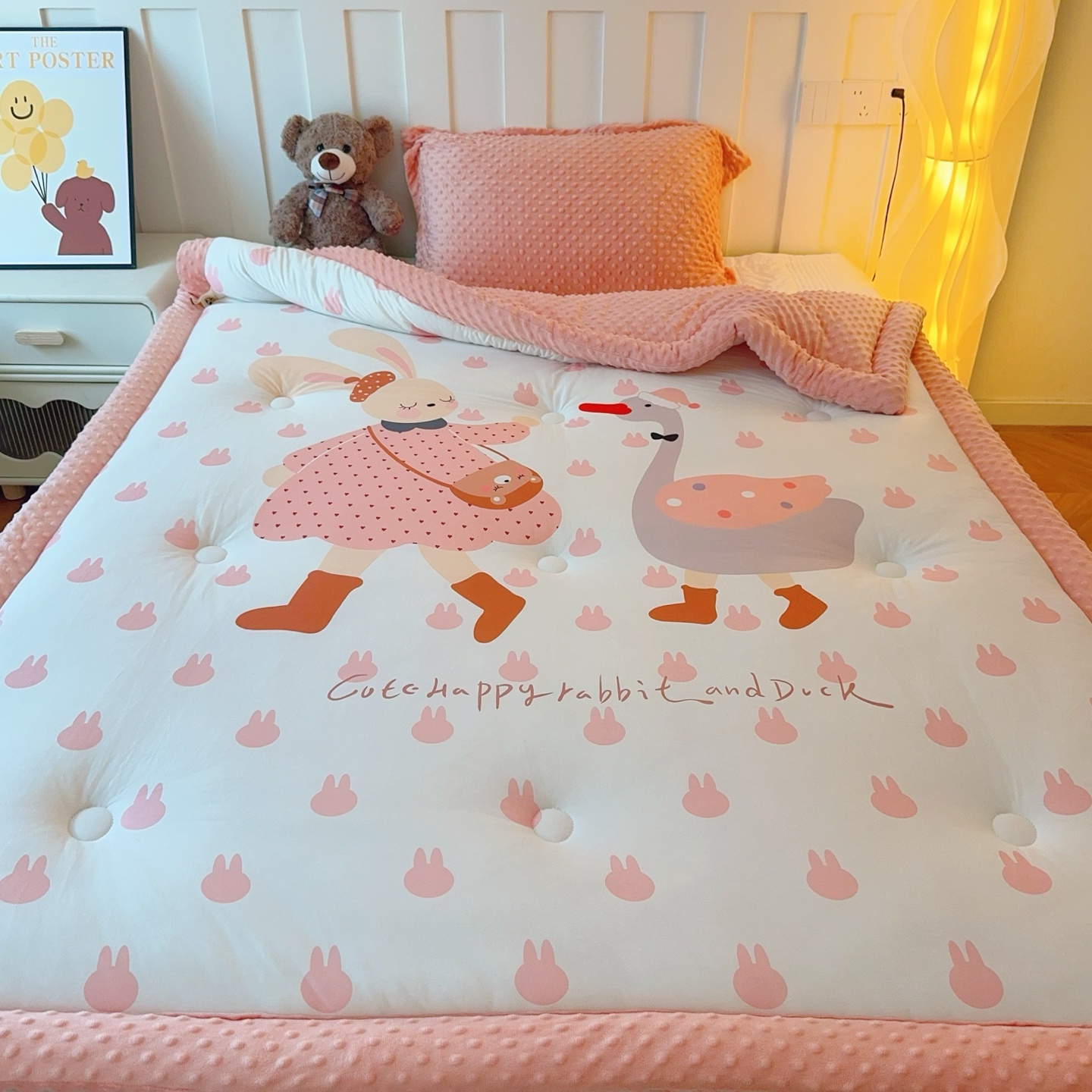 手工包边A类针织棉大版豆豆绒被数码印花学生单双人秋冬豆豆被芯