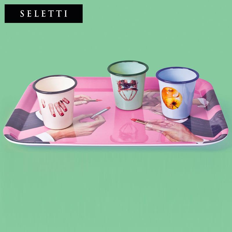 Seletti托 托盘多巴胺茶盘果盘装饰餐盘摆件盘子塑料家用长方形盘