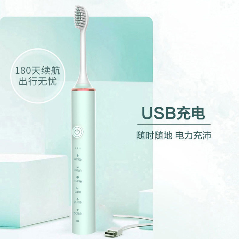 德国铂瑞BR6档调节智能电动牙刷USB充电成人超声波IPX7级防水包邮