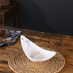 创意酒店中式风船型不规则盘子陶瓷凉菜盘餐厅包厢专用餐具小菜盘