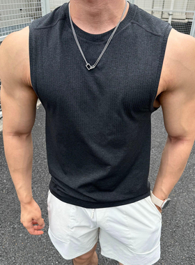 lulu同款健身背心宽松坎肩速干训练显肌肉无缝提花美式无袖撸铁夏