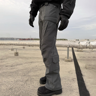 裤 秋冬三防加绒冲锋长裤 LEAF户外战术裁片多口袋健身软壳直筒工装