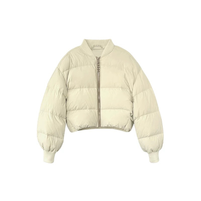 2025自制0白鸭绒超短款女冬棒球领时髦欧版加厚羽绒服羊羔毛马甲