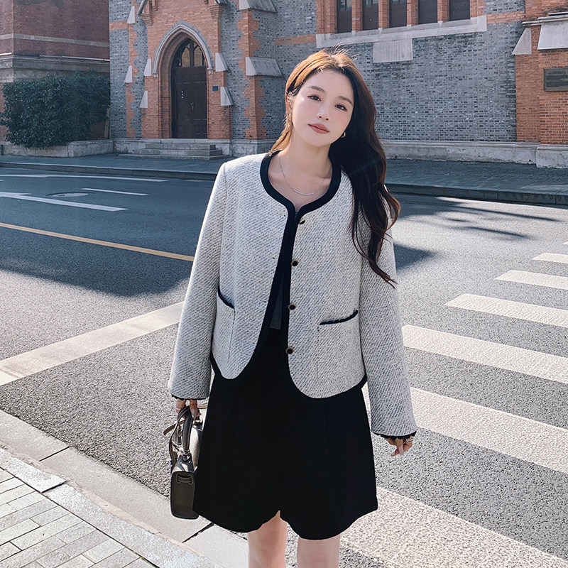 韩系气质小香风包边外套女2025春季新款复古名媛风宽松小个子上衣,女装短外套,浙宝136