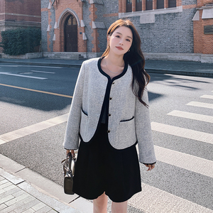 韩系气质小香风包边外套女2025春季新款复古名媛风宽松小个子上衣图片
