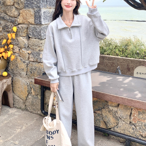 新品 136-8690-P165K238灰色休闲运动卫衣套装，女装运动套装，浙宝136