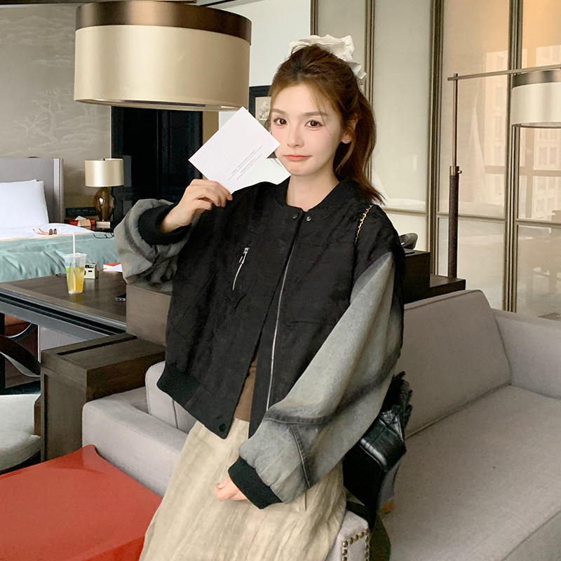 现货136-8606P155K228春季新款拼接短外套,女装短外套,浙宝136
