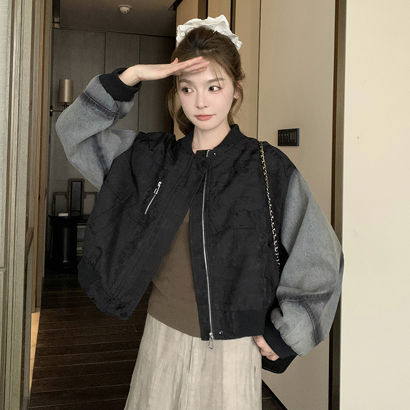 现货136-8606P155K228春季新款拼接短外套,女装短外套,浙宝136