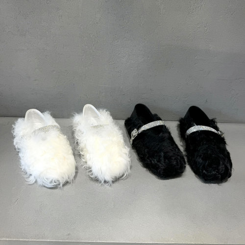 秋冬水钻羊卷毛平底玛丽珍女鞋