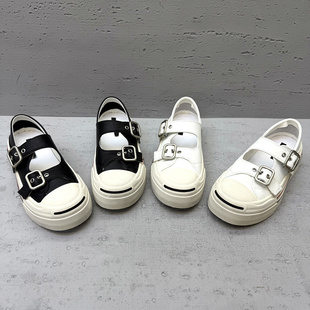 欧洲站欧货女鞋 休闲圆头厚底玛丽珍女双搭扣板鞋 时尚 百搭 2026夏季