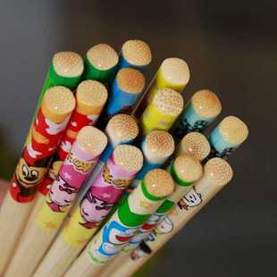 练习筷可爱卡通防滑筷18 儿童竹木筷子家用小孩幼儿园专用短款 包邮