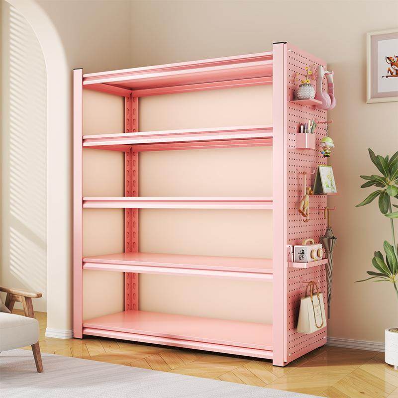 家用粉色置物架多层收纳架落地阳台杂物间快递超市陈列架钢制货架,收纳整理,书桌收纳置物架,淘宝优惠券,粉丝福利购,淘宝优惠卷