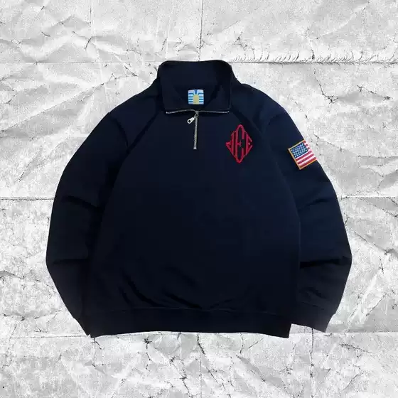 Preppy Quarter Zip Sweatshirt, College Style Half-Zip Sweatshirt, Loose Sweatshirt for Men and Women
