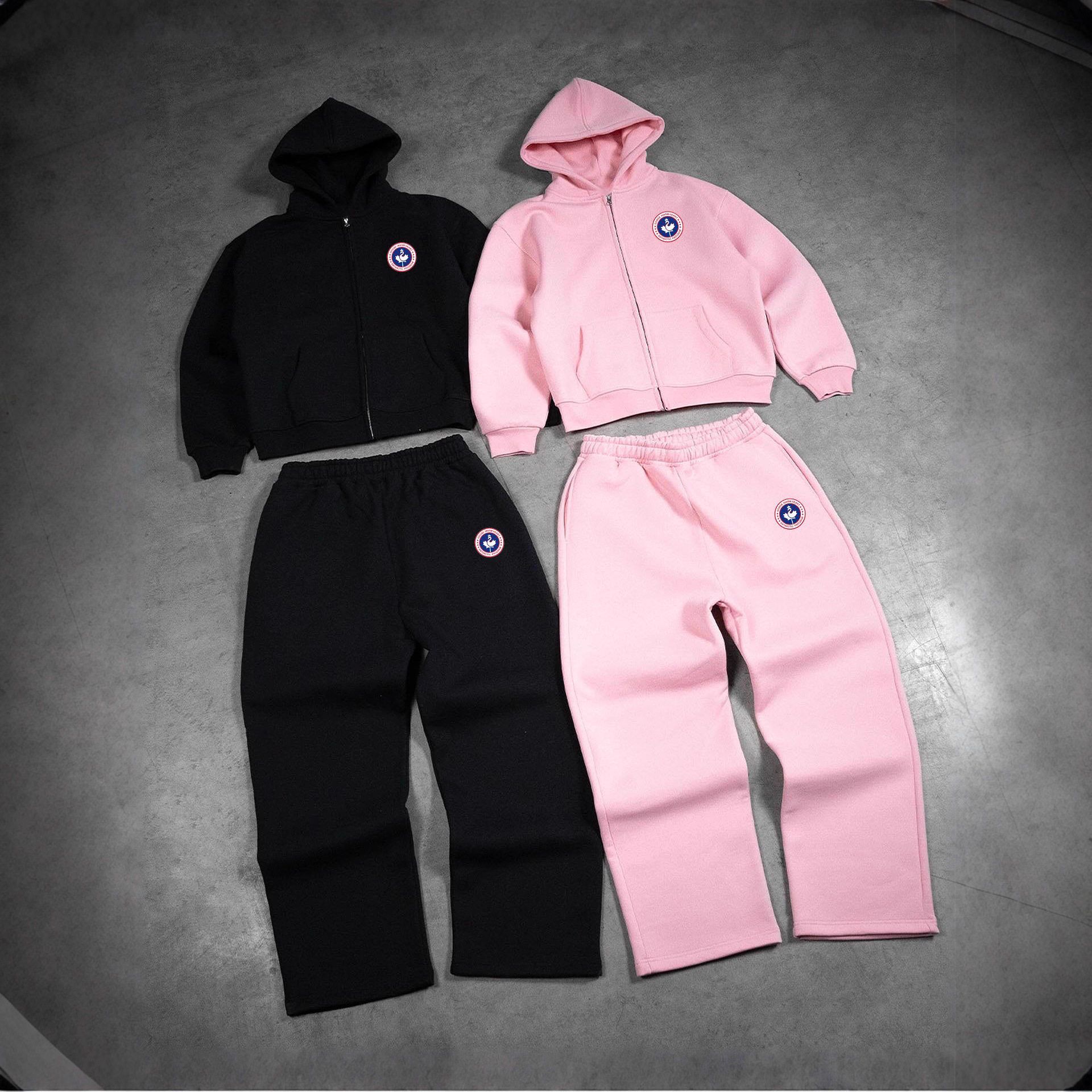 欧美风街头运动秋冬新款拉链连帽卫衣时尚徽章连帽卫衣套装男女,男装,休闲运动套装,淘宝优惠券,粉丝福利购,淘宝优惠卷