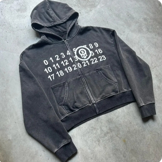 欧美街头嘻哈宽松拉链外套连帽衫
