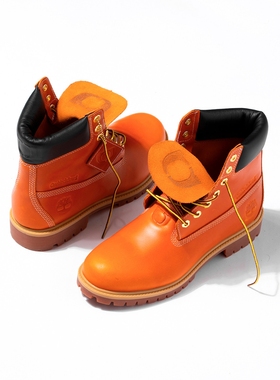 Timberland x One Block Down联名橙色防水工装靴 男款休闲户外靴