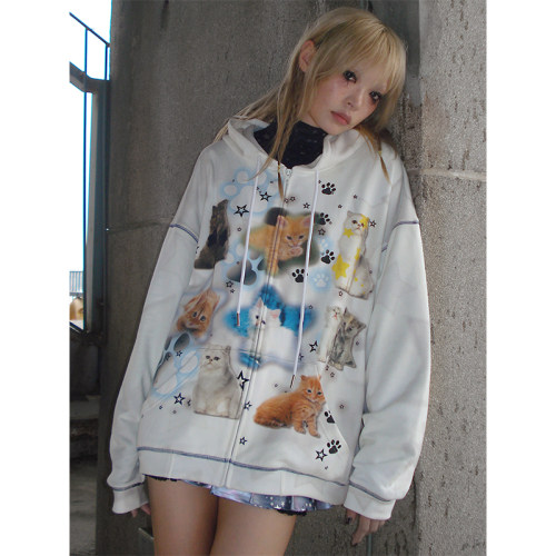 CFIERCE小奶猫印花卫衣